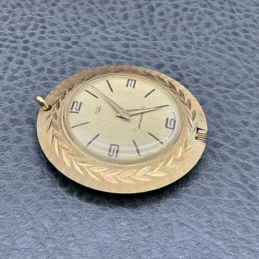 Vintage Rivo Mens Watch Champagne Dial Gold Tone Swiss 17 Jewels Antimagnetic